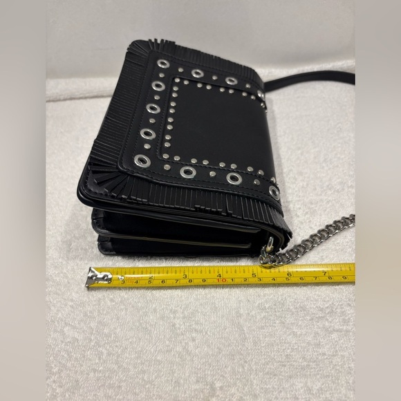 Zara Basic Black Studded Chain Goth Crossbody Bag - Picture 9 of 10